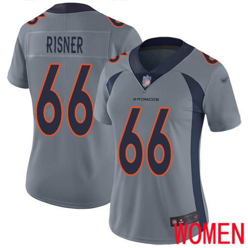 Women Denver Broncos #66 Dalton Risner Limited Silver Inverted Legend Football NFL Jersey